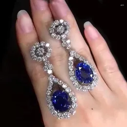 Orecchini penzolanti Huitan Aesthetic Blue Drop per Wedding Engagement Accessori a colori argento Silver Lady's Party Jewelry