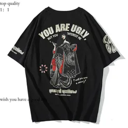 T-shirt de grandes dimensões da marca T-shirt Japanese Geisha Dragon Print T camisetas Casual Anime Camise