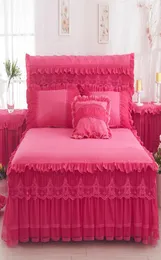 Princess Lace Bedspread Bed Skirt 3pcs اطف