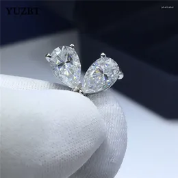 Bolzenohrringe Yuzbt 9k 10k Pt950 Platinum insgesamt 2-4 Karat Ausgezeichneter Diamant-Diamanten-Farb-Wasser-Tropfen Moissanite Geschenk