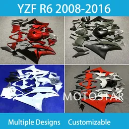 YZF R6 08 09 10 11 12 13 14 15 16 Firações de peças de pós-mercado para Yamaha YZFR6 2008-2016 Kit de carroceria de injeção de carenagem ABS