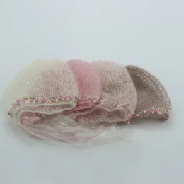 Donjudy Crochet Mohair Baby Hut Fotografie Requisiten Jungen Mädchen Blumen Neugeborene Kappen Kopfwege Studio Fotoshooting Accessoires