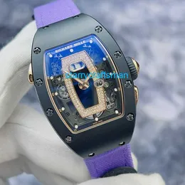 Richamills Luxus Uhren Mechanische Chronographie Mills Womens Watch RM037 Schwarzer Keramikmaterial Roségold Automatische Mechanik Womens Witf