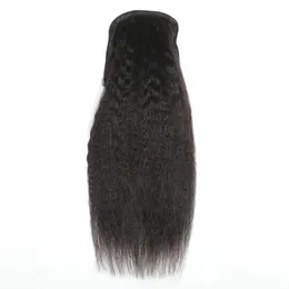 Rabos de cavalo de cabelo humano brasileiros kinky reto 8-26 polegadas Extensões de cabelo virgem