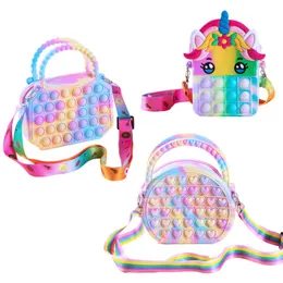 Pop Purse Silicone Sensory Push Pop Bubble Bag Crossbody Bag Antistress Toys Reliver Autism Handväska myntpåse för barn