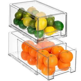 Kühlschrankschubladen - Clear Stackable Out Kühlschrank Organizer -Mülleimer - Lebensmittelvorratsbehälter für KitchenRefrigeratorfreezer 240527