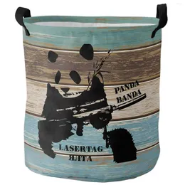 Borse per lavanderia Panda Antique Turquoise Bambo sporco sporco Organizzatore domestico impermeabile Abbigliamento per bambini