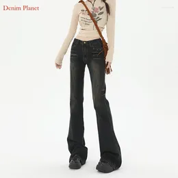Damen Jeans Jeans Denim Planet würziges Mädchen Low Taille Mikro für 2024 Slim Fit Slimming und hohe Hufeisen -Fackel ausgelöst
