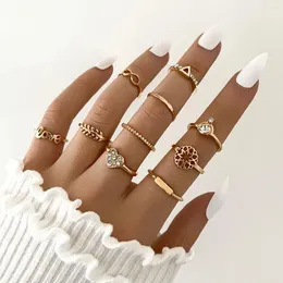 Cluster Rings Aprilwell Vintage Heart Set For Women Charm Shinestone Aesthetic Fashion Jewelry Gift Girlfriend Accessories Wholesale