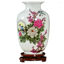 Vasen chinesischer Stil Jingdezhen gelbe Kristallglasur Blume Vase Home Decor Hmade Shining Famille Rose luxuriöses Blumen