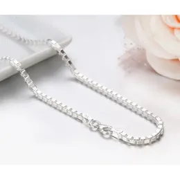 2mm 35-80cm Solid 925 Sterling Silver Box Chain Necklace for Women and Childrens Mens Jewelry Kolye Necklace 35/40/45/55/60/80cm 240515