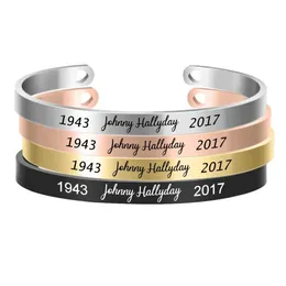 Três cores personalizadas pulseira de 6 mm personaliza o roqueiro francês Johnny hallyday memorial em aço inoxidável pulseiras de pulseiras SL-068 240527