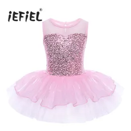 Girls Iefiel Girls Sequestro senza maniche Ballet formale da ballo ginnastico abito leotard baller baller tutu per bambini ballerina per bambini 280m