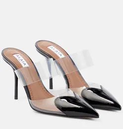 Sommerdesignerin Le Coeur Sandals Schuhe PVC Patentleder Mules Herzspitze Zeh Slingback Lady Elegant Gehen EU35-42