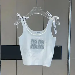 Designer Bow Sticke Vest Women Simple Summer Thin Tank Top Summer Letter Borr ärmlös T -shirt