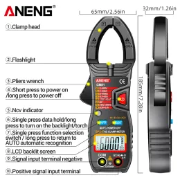 ANENG CM80/CM81デジタルクランプメーターAC電流マルチメーター電流電圧テスターカーアンプHz容量NCV OHMテスト