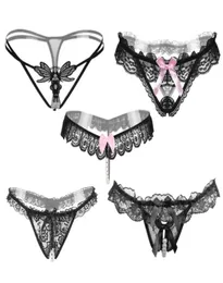 IXUEJIE 5PCSLOlot 5 Style czarny kolor Pearl Kobiety bieliznę Sexy G Strace Lace Thongs Majki w pasie 2011147743385