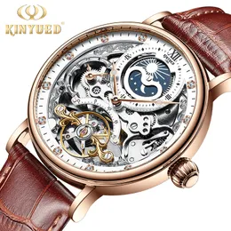 W pełni automatyczny zegarek mechaniczny Modni mężczyźni Watch Hollow Mechanical Watch Podwójna strefa czasowa wielofunkcyjna mężczyzn zegarek