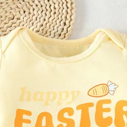 Clothing Sets Born Infant Baby Girls Easter Short Sleeve Romper Letter Printing Bodysuit Shorts Headband Summer Outfits Set