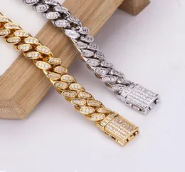 10mm Men Women Miami Cuban Chains Jewelry Sets Full CZ Box Clasp Choker 20quot Necklace 85quot Bracelet Hip Hop Bling Bling I4150492