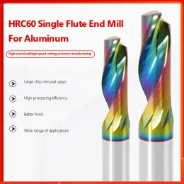 1 st AAAAA Single Flute Spiral End Mill Aluminium Mill DLC Coating CNC 3D Gravering Carving Bit for Woodworking Acrylic ACM Cut