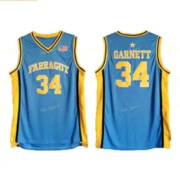 MEN High School Kevin 34 Garnett Jersey Blue Team Farragut Basketball Trikots Garnett Uniform atmungsaktiv für Sportfans hohe Qualität