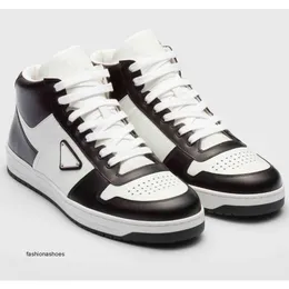 Popular Casual-stylish Downtown Men Shoes High Top Nappa Leather White Black Sneaker Top Brand Wholesale Discount Man Skateboard Walking with Box