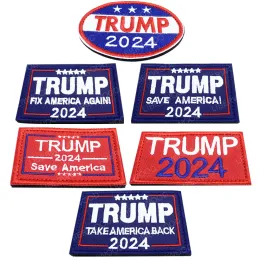 Trump 2024 Save Save Fix America Again USA Back Emboidery Hook Loop Fasteners Patch Emblem Tactical Appliques Backpack 0527
