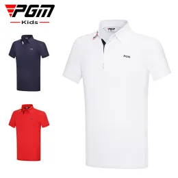 PGM 소년 골프 짧은 슬리브 티셔츠 여름 어린이 스포츠웨어 셔츠 어린이를위한 골프 착용 YF600
