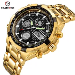 Reloj hombre goldenhour lüks altın erkekler saat montre homme otomatik saat spor adam bilek relogio masculino 2449