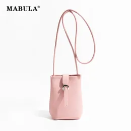 Mabula solidna różowa skóra skórzana portfel damski Mały i prosty telefon torba na crossbody Women Fashion Casual Rame Bag 240513