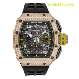 RM Tactical Forist Watch RM11-03 Хронограф Flyback Diamond Rose Gold Mens Watch RM1103 Автоматические механические турбиллинские часы