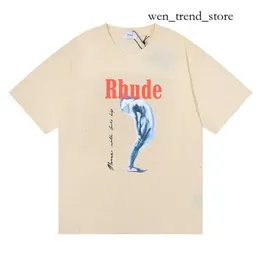 قمصان Rhude Brand Printed T Shirt Men Women Round Neck T Shirts Spring Summer Street Street Generation Top Tees Size S XL Camiseta Cheap Rhude Tshirt 497