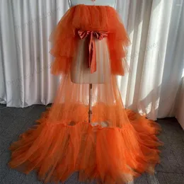 Partykleider anpassen Orange Abschlussball für Frauen Boho trägerlosen Mutterschaft noble Roben gestriebene Falten Abendkleider Real Pos