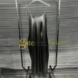 Seksowna sukienka Sling Kobiety błyszczące srebrne sukienki streetwear lato patrz przez spódnice damskie sukienka bez rękawów