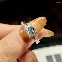 Кластерные кольца стиль 1ct crown Real Moissanite Diamond Wedding Регулируем для женщин 925 серебряного серебряного серебряного серебра