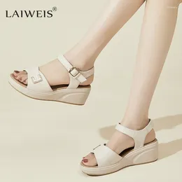 サンダルLaiweis Women 2024 Summer Fish Mouthcasual Open Tooe Shoes Luxury Flat Flop High Heels Beach Platform