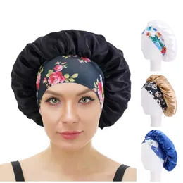 Capo di cura per capelli in casa in raso a banda per capelli stampata allungata larga bru cabina notturna a colori solidi tappo di bandana bandana