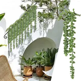 Dekorativa figurer Succulents hängande sträng av pärlor för vägg hem trädgård dekoration konstgjorda blommor