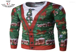 MEN039S T -Shirts Men039s T -Shirts 2022 Casual Christmas 3D Printed Funny Feliz Navidad Ugly Pullover Langarm Oneck Silm 1668542