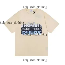 Rhude Krótka designerska koszulka Summer Rhude Shirt Womens Rhude For Men Tops Letter Polo Shirt Haftowe odzież Krótkie rękawowe koszula duże koszulki wysokie kwalifikacje 681