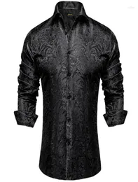 Men039S -Hemd -Hemden Men39s Langarm schwarzer Paisley Silk Casual Tuxedo Social Shirt Luxus Designer Men Kleidung 7282476