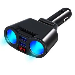 Conversor de plugue de cigarro de cigarro de carro para carro para telefone MP3 DVR 5V 2.4A Adaptador de energia de soquete USB duplo com monitor de tensão