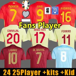 2024 Maglie di calcio Belgium de Bruyne Lukaku Doku National Team Spagna Pedri Soccer Socceriera Shirt Football Kit Kit Kit Kit Set Maglie S-4xl