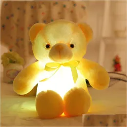 Outros suprimentos para animais de estimação 30 cm luminosa brinquedos de pelúcia de ursinho de ursinho de pano de ursinho de pano de pano de pano de pano de pano de luz liderada para crianças adt de natal