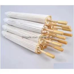 Guarda -chuvas fãs parasols no noivo white white paper guarda -madeira alça de madeira japonesa artesanato chinês 60 cm de entrega de gota dhzlg home dhzlg