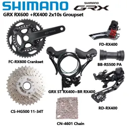 Shimano GRX RX600 2x10Speed Set 170mm 46-30T Crankset RX400シフターブレーキデレイラーHG500 10Sカセット付きBB用ロードバイク