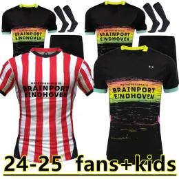 24 25 Eindhoven Away Soccer Trikots 2024 Hazard Fabio sia psvs Männer it Fußball -Hemden Kinder Set Top Adult Kits Lang 7 Dest 8 de Jong 9 Tillman 10 Bakayoko 11 Pepi 14 88888