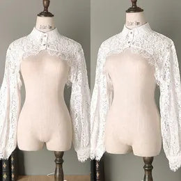 Simple Wedding Wrap Lace Jacket White Ivory Appliqued Long Sleeve Bridal Jacket Bolero Shrug Plus Size Wedding Dress Wraps