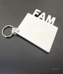 MOM DAD FAM Sublimation Blank Keychain Party Favor MDF Key Chain Pendant Doublesided Thermal Transfer Key Ring T2I518109665371